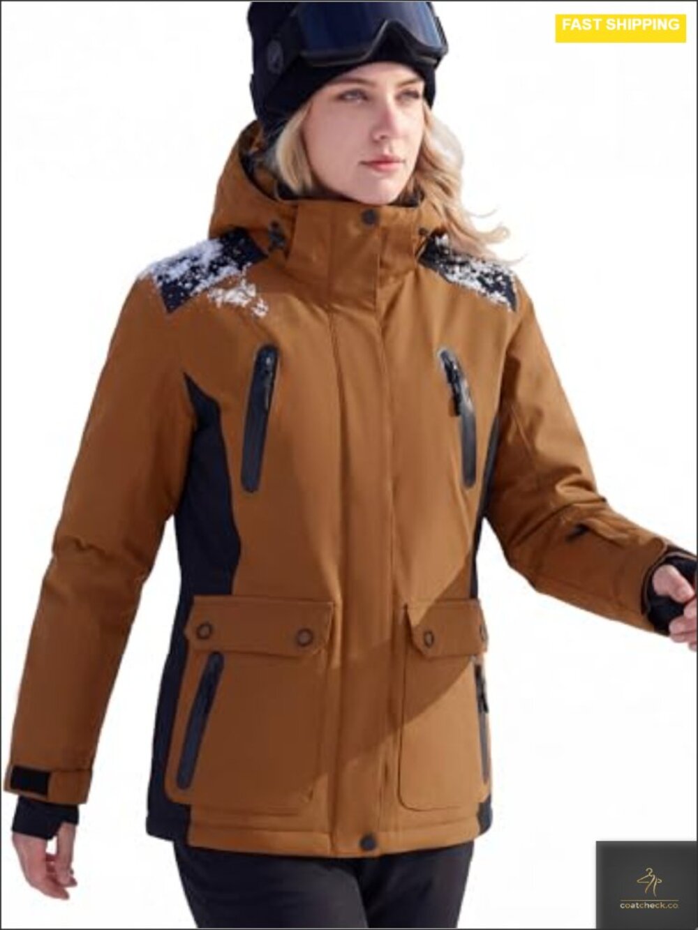 Women's Waterproof Ski Snow Jacket Warm Fleece Lined Winter Rain Coat with Hood